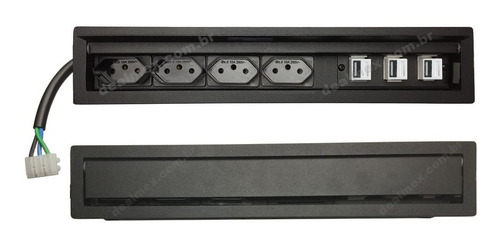 Régua Tomada Para Embutir Em Mesas Ou Bancadas 3 Usb Charger