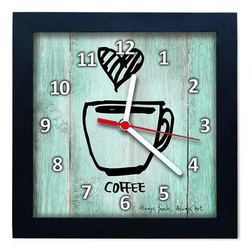 Relógio Decorativo Caixa Alta Tema Café 28x28 - Qw25