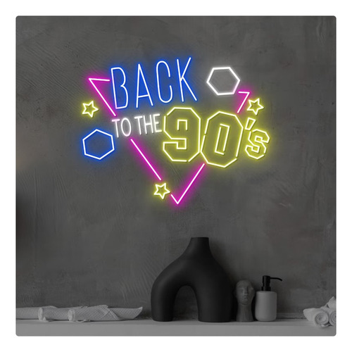 Letrero Led Neon Tiempo Retro 90s Party Ancho 50cm Luminoso