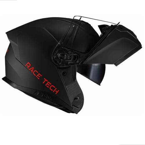 Capacete Race Tech Articulado Preto Fosco Oculos Interno Masculino Feminino 60