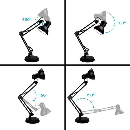 Luminária Articulada De Mesa Bivolt Com Base E Clip