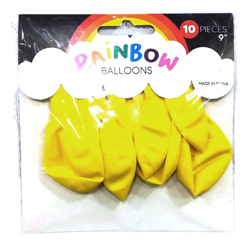 Globos Comunes De 9´´ Color Amarillo X 10u. - 5 Soles 