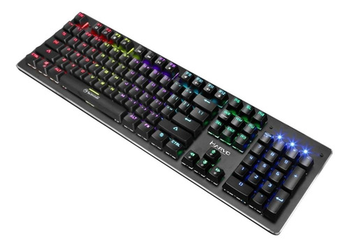 Imagen 3 de 3 de Teclado gamer Marvo Scorpion KG909 QWERTY Outemu Blue inglés US color negro con luz rainbow