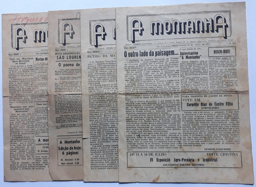 Jornal A Montanha  São Lourenço/mg  1968/72 - 4 Exemplares