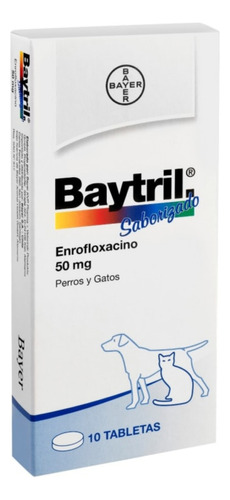 Baytril 50mg 10tab Enroflaxacino Uso Veterinario Perro Gato