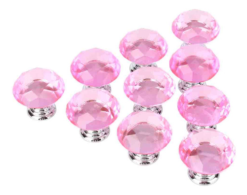 Pomos De Puerta, 10 Unidades, 30 Mm, Cristal Rosa Para Armar