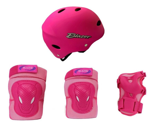 Combo Rosa Protecciones Uso Rudo Profesional + Casco Ajustable+ Regalo  Patinaje Ciclismo 