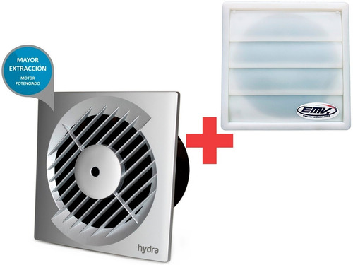 Extractor Aire Baño Hydra 100 Mm Potenciado + Persiana Movil