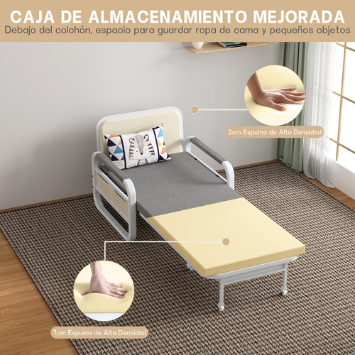 Sofa Cama Individual Plegable Color Gris
