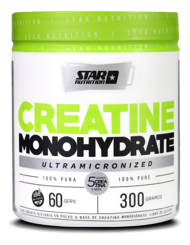 Star Nutrition Creatine Monohydrate En Pote De 300 Grs. Sin sabor