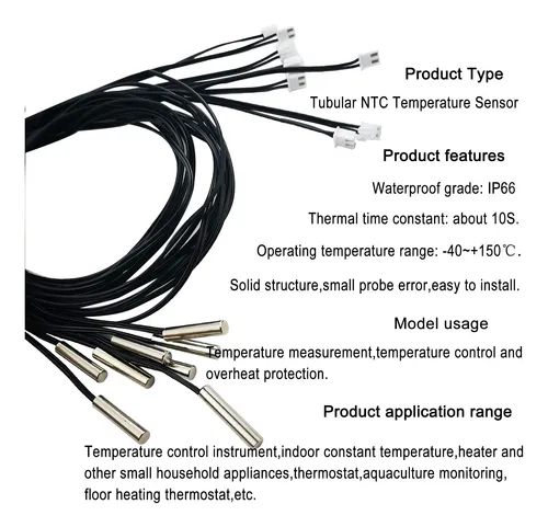 8 Piezas De Termistor Ntc 10k Ohmios Sonda Sensor De Tempera