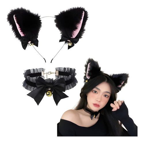 Diadema Con Orejas De Gato Diademas Mujer Con Collar Navidad