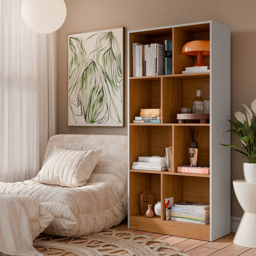 Estante Para Livros Rios Com 8 Prateleiras E Divisórias Cor Branco Nature