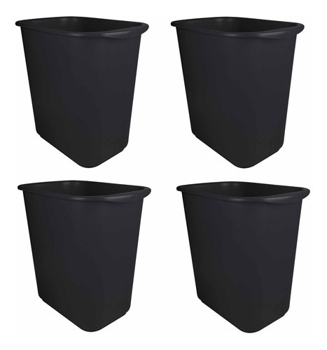 Pack De 4 Cestos Rectangulares 13 L Color Negro