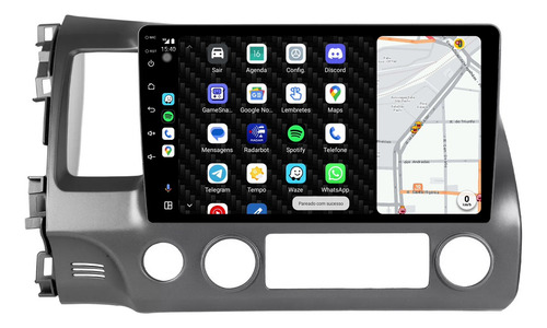 Central Multimidia New Civic 07/11 10p Android Carplay 64gb