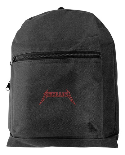 Mochila Escolar Rock Metallica Color Negro Diseño De La Tela Liso