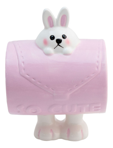 Taza De Cerámica Animales 3d Cute Con Asa De Patitas 480 Ml Color Rosa Pálido Conejo