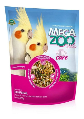 Megazoo Ração Para Aves Zoo Mix Calopsita E Agapornis 350g