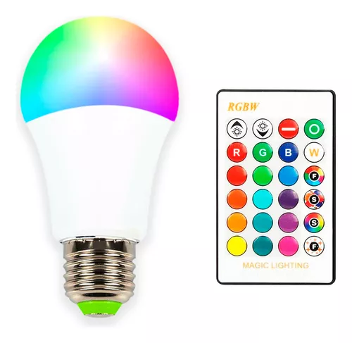 Lampara Led Rgb 10w E27 220v Control Remoto Foco 16 Colores