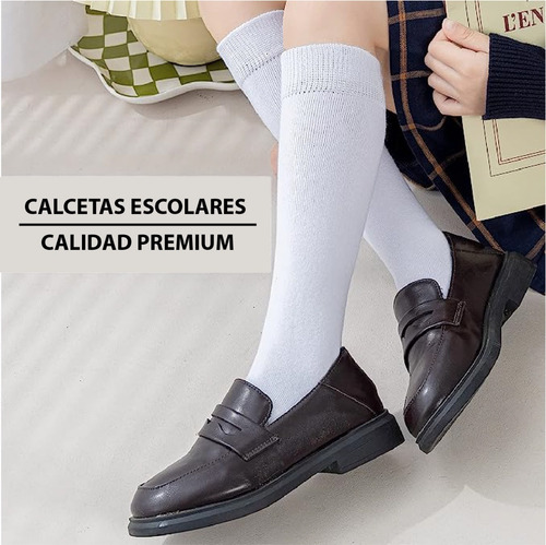 Imagen 5 de 7 de Calceta Escolar Camila Niña Algodón Alta Calidad 6 Pares