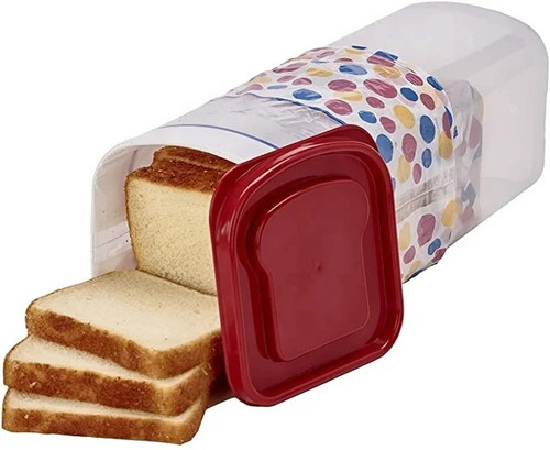 Contenedor Panera Dispensador Para Pan De Molde Sandwich Rojo Liso