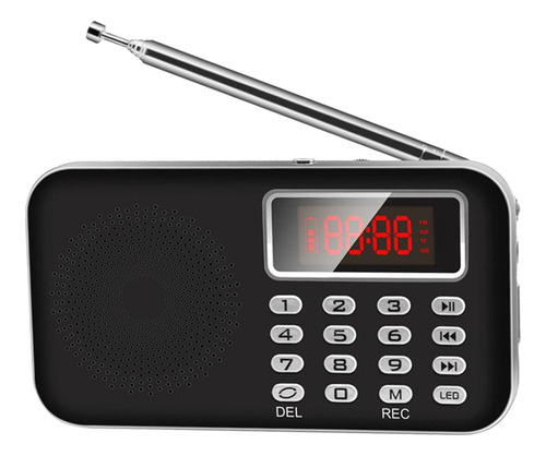 Receptor De Radio Portátil, Fm Digital Con Recargable Negro