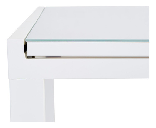 Mesa De Jardín Extensible De Aluminio Y Cristal Duradera Color Blanco