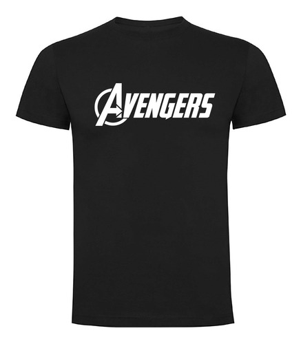 Polera Marvel Avengers Negra Unisex Diseño Colores