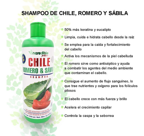 Shampoo De Chile Romero Y Sábila Para Crecimiento Acelerado.