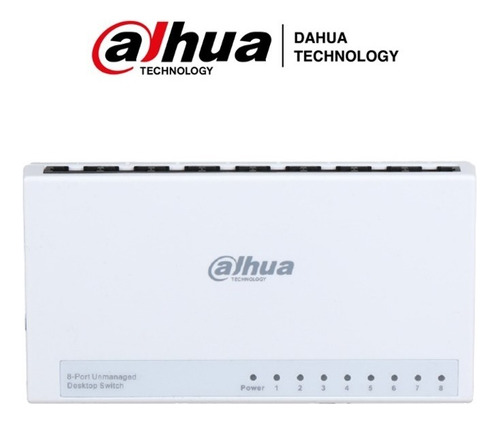 Dahua Switch Para Escritorio De 8 Puertos Dh-pfs3008-8et-l  Fast Ethernet Diseño Compacto switching 1.6 Gbps Velocidad de Reenvio de Paqutes 1.19 Mbps Blanco