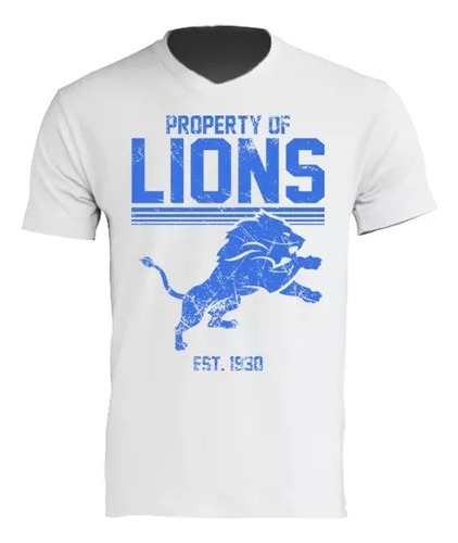 Camisa Blanca Letras Vintage Lions, Playera Detroit Retro