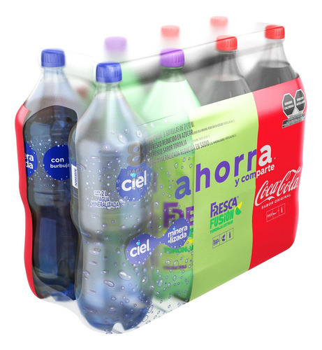 Refresco Coca Cola+ Fresca Fusión + Ciel 8 Piezas 2l C/u