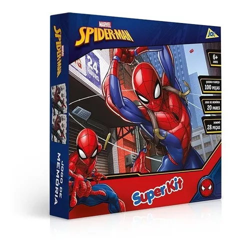 Kit Quebra Cabeça Dominó Jogo Memória Spiderman Homem Aranha