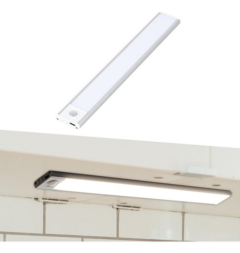Luz De Movimiento, Usb, Luz Debajo Del Mostrador, 30cm Plata