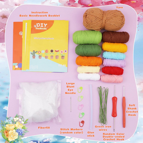 H, Kit Crochê Flores Kit Tricô Para Plantas Em Vasos K