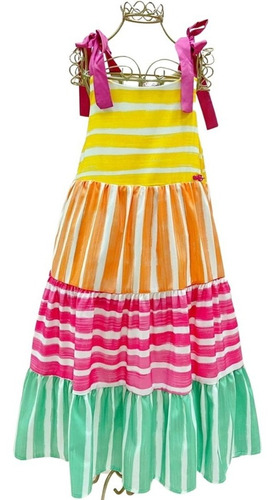 Imagem 3 de 5 de Vestido Infantil Listrado Mon Sucré Colorido Fruta Cor 21184