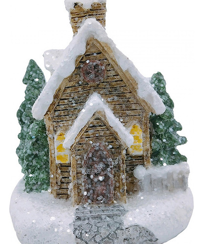 Casa De Nieve Iluminada Para Navidad, Multiusos, De Resina D