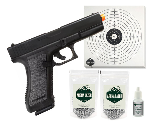 Pistola Spring Airgun Kwc K17 6mm Com Esferas + Óleo E Alvos