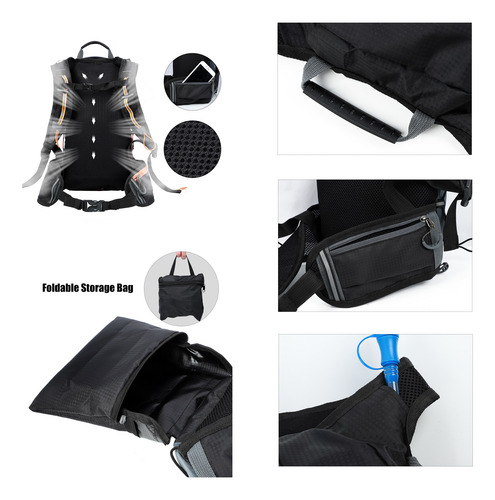 Mochila De Hidratación Running Ciclismo Trekking 10 Litros Negro Y Amarillo Liso