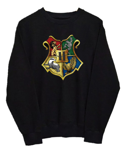 Sueter Sweater Hoddie Negro Harry Potter Manga Larga