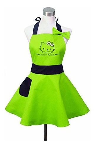 Lovely Hello Kitty Green Retro Kitchen Delantales Para Mujer