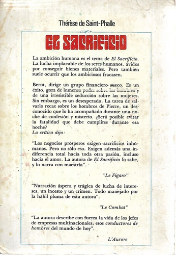 El Sacrificio De Th. De Saint Phalle - Javier Vergara Editor (Usado)