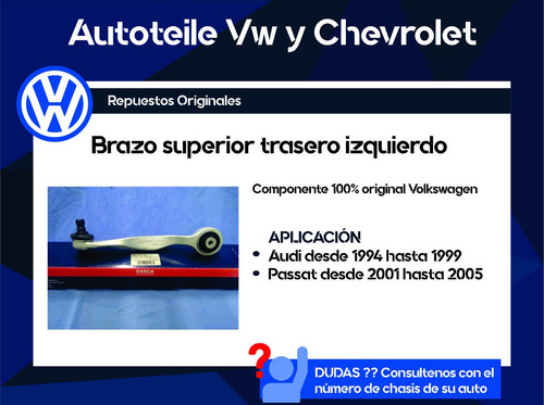 Brazo Superior Trasero Izquierdo Audi, Passat