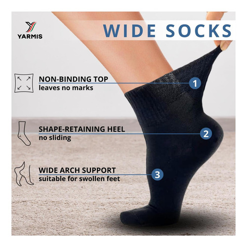 Calcetines Diabéticos Blancos De Yarmis Para Mujeres Tamaño