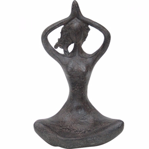 Escultura Pose Yoga 17x27cm Resina Escura Frete Gratis