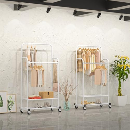 Rack De Ropa Doble Portátil Con 4 Ganchos Organizador