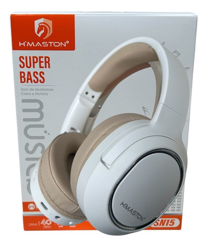 Fone De Ouvido H Maston Sn15 Conforto Som De Alta Qualidade Cor Branco/bege