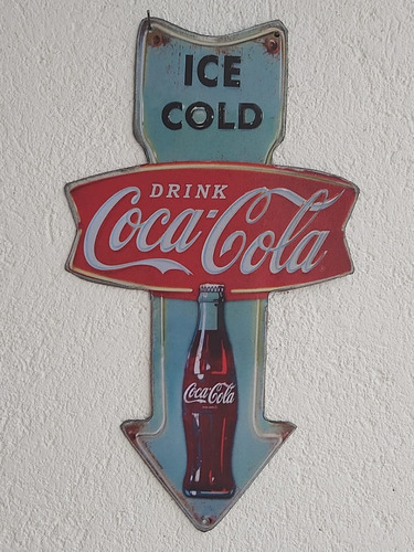 Flecha De Chapa Vintage Coca Cola - Tamaño 23x40cm - Full