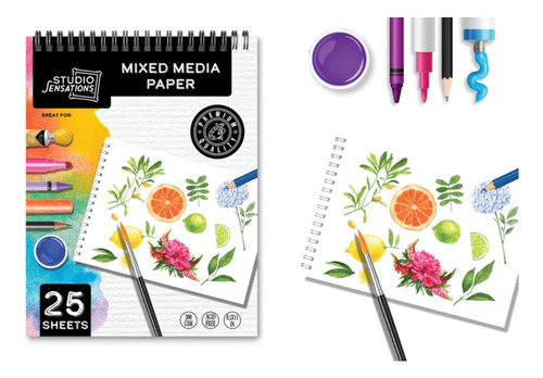 Sketchbook Block Medios Mixtos Hojas Blancas 300 Gsm