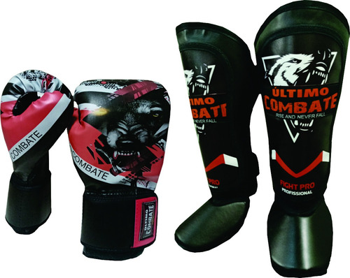 Kit Muay Thai Luvas+caneleiras Lobo Uc